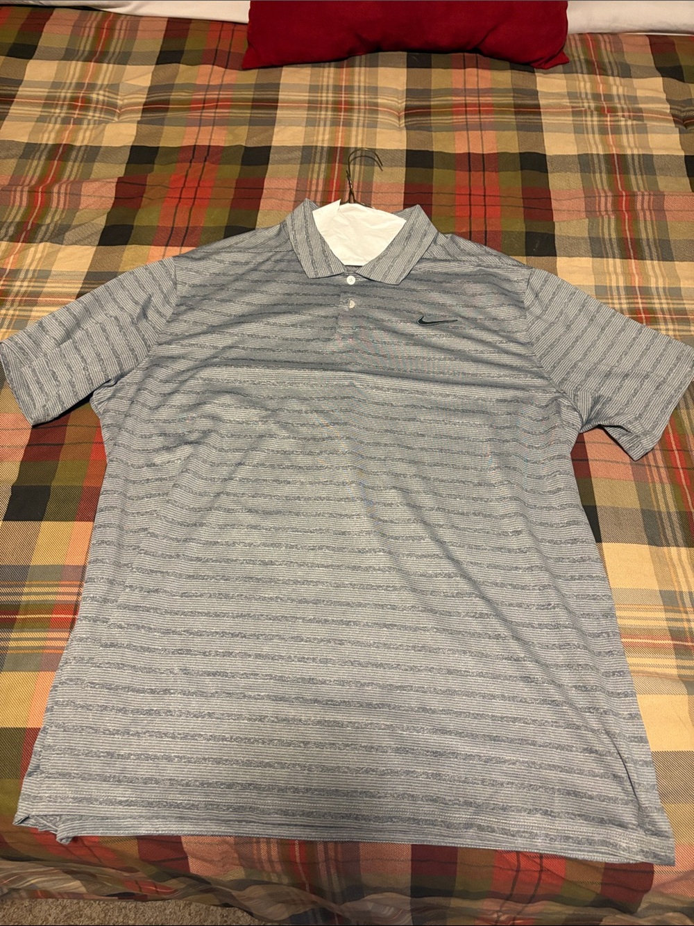 Nike Men's Light Gray Striped Polo